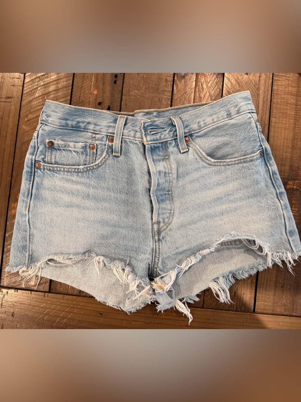Levi's 501 Light Wash Denim Cutoff Shorts - Women's - Picture 3 of 4